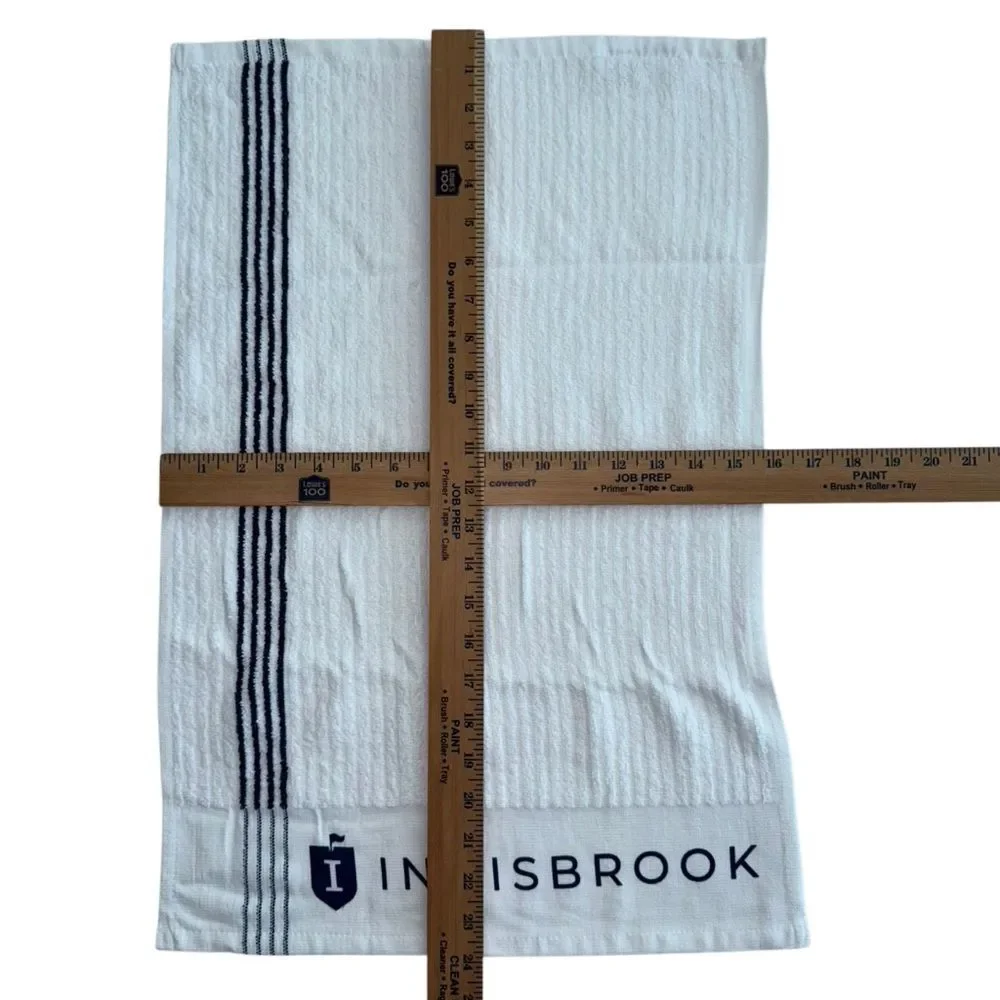 Innisbrook White Tennis Pickleball Towel with Blue Stripes and Innisbrook Logo